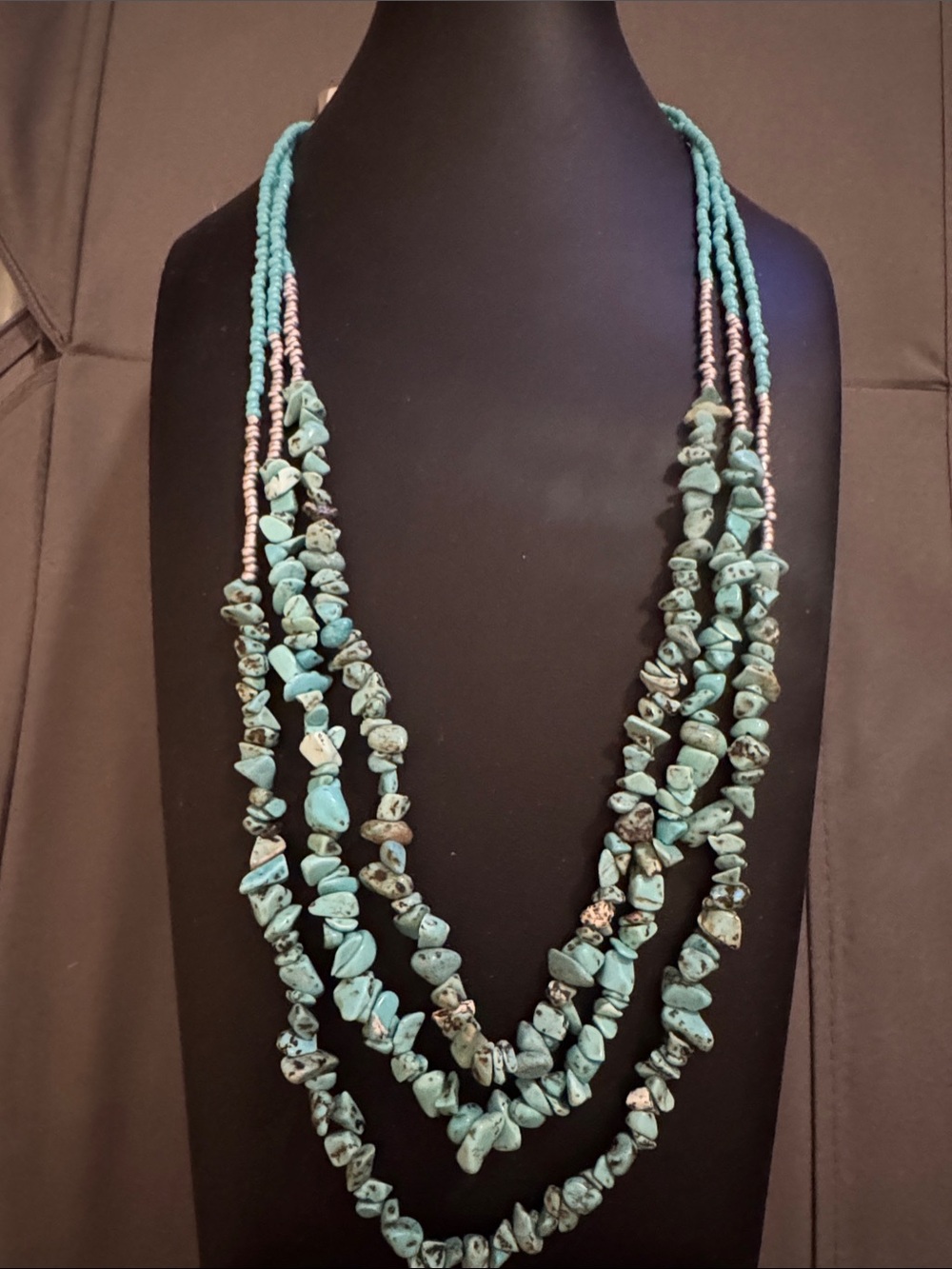 New Ventage Turquoise 3 layer necklace set